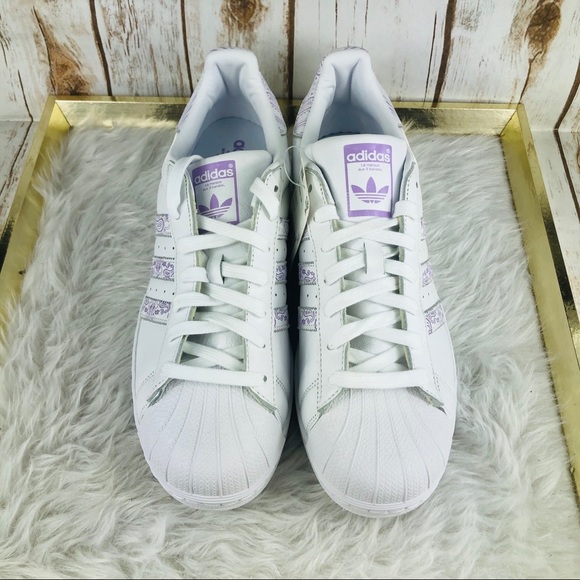 Adidas Superstar Paisley Purple White Sneakers - Picture 5 of 9